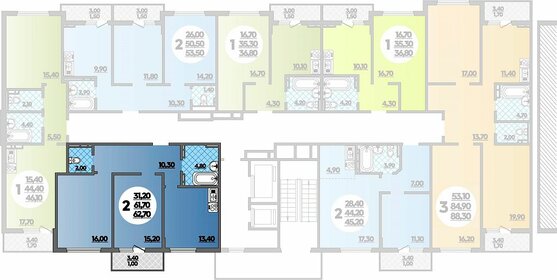 Квартира 62,7 м², 2-комнатная - изображение 1