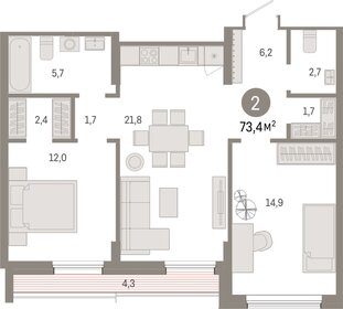 74,5 м², 2-комнатная квартира 7 670 000 ₽ - изображение 6