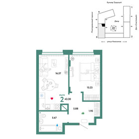 44 м², 2-комнатная квартира 5 990 000 ₽ - изображение 33