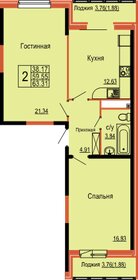 61,8 м², 2-комнатная квартира 7 111 600 ₽ - изображение 16