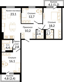 Квартира 98,2 м², 3-комнатная - изображение 5