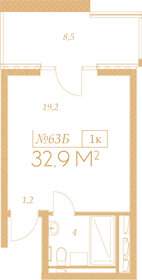 Квартира 32,9 м², 1-комнатные - изображение 1