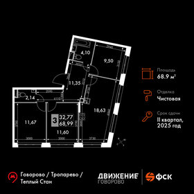 Квартира 69 м², 3-комнатные - изображение 1