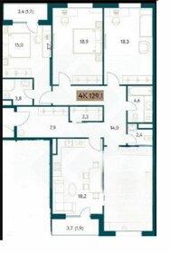 Квартира 129,5 м², 4-комнатная - изображение 1