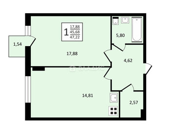 Квартира 47,8 м², 1-комнатная - изображение 4