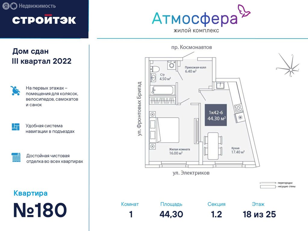 Варианты планировок ЖК «Атмосфера» - планировка 1