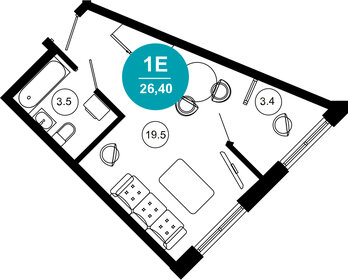 Квартира 26,4 м², 1-комнатные - изображение 1