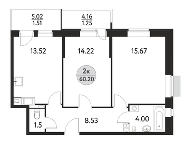 61,9 м², 2-комнатная квартира 9 835 740 ₽ - изображение 15