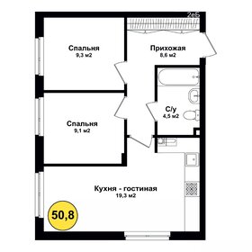 Квартира 50,8 м², 2-комнатная - изображение 1