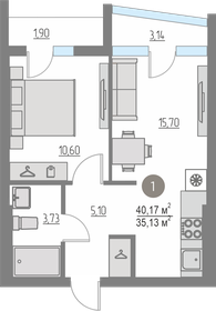 Квартира 40,2 м², 1-комнатная - изображение 1