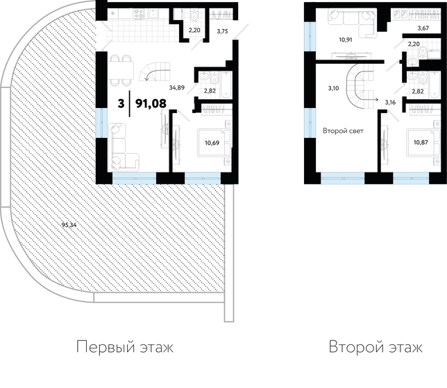 91,1 м², 3-комнатная квартира 13 790 000 ₽ - изображение 1