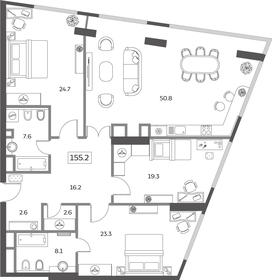 Квартира 155,2 м², 4-комнатная - изображение 4