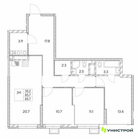 Квартира 85,7 м², 3-комнатная - изображение 1