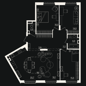 Квартира 107,6 м², 4-комнатная - изображение 1