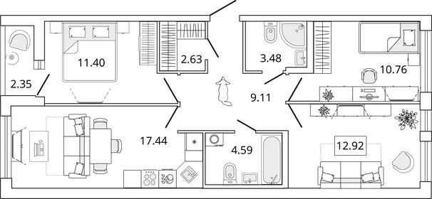 Квартира 73,5 м², 3-комнатная - изображение 1