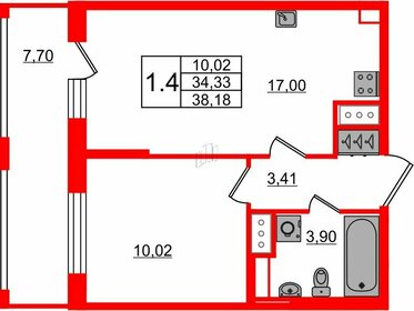 Квартира 34,3 м², 1-комнатная - изображение 1