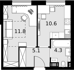 33,5 м², квартира-студия 11 600 000 ₽ - изображение 48