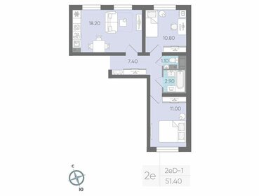52,6 м², 2-комнатная квартира 12 639 902 ₽ - изображение 1
