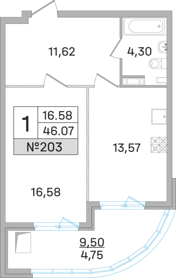 41 м², 1-комнатная квартира 10 300 000 ₽ - изображение 44