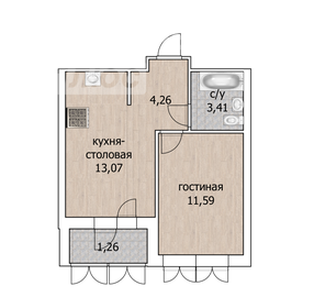 Квартира 33,6 м², 1-комнатная - изображение 1