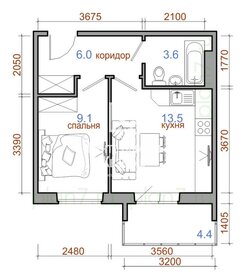 Квартира 38 м², 1-комнатная - изображение 1