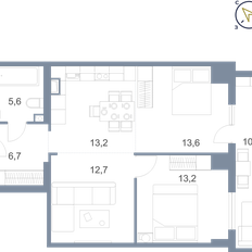 Квартира 75,1 м², 1-комнатная - изображение 2