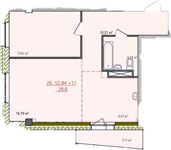 53,9 м², 2-комнатная квартира 5 400 000 ₽ - изображение 1