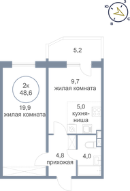 Квартира 48,6 м², 2-комнатная - изображение 1