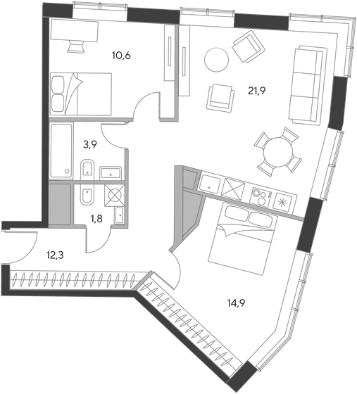 57,9 м², 3-комнатная квартира 34 600 000 ₽ - изображение 140