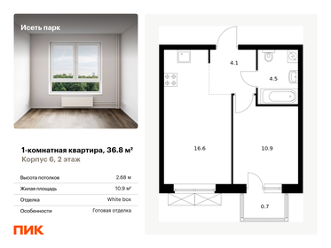 42,4 м², 1-комнатная квартира 6 300 000 ₽ - изображение 35