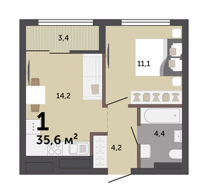 34 м², 1-комнатная квартира 6 600 000 ₽ - изображение 51