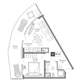 58,1 м², 2-комнатная квартира 12 818 227 ₽ - изображение 20