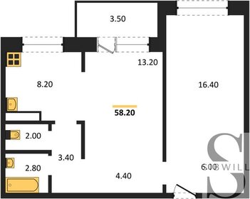 Квартира 58,4 м², 2-комнатная - изображение 1