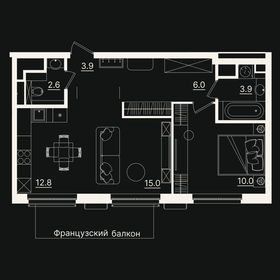 Квартира 54,1 м², 1-комнатная - изображение 1