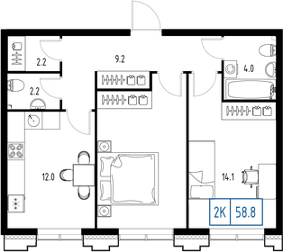 58,8 м², 2-комнатная квартира 21 179 012 ₽ - изображение 19