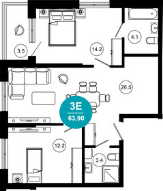 Квартира 63,9 м², 3-комнатные - изображение 1