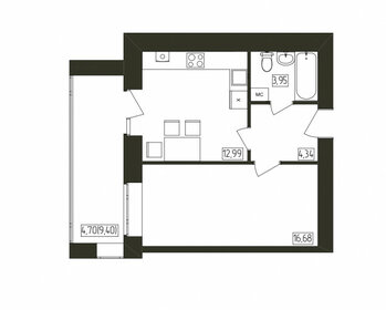 Квартира 42,8 м², 1-комнатная - изображение 1