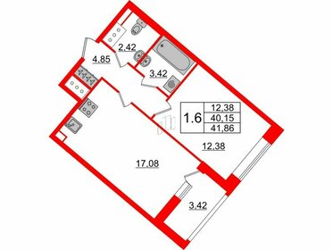 Квартира 40,2 м², 1-комнатная - изображение 1