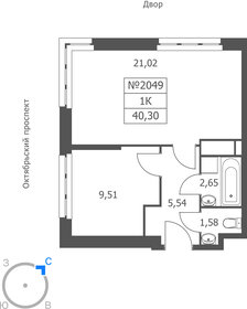 Квартира 40,3 м², 1-комнатные - изображение 1