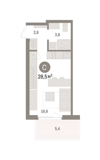 33,7 м², квартира-студия 5 590 000 ₽ - изображение 38