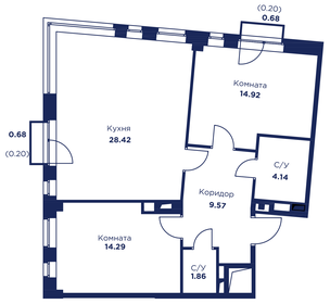 Квартира 73,2 м², 2-комнатная - изображение 1