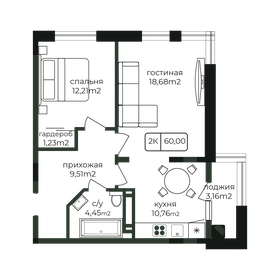 Квартира 60 м², 2-комнатная - изображение 1