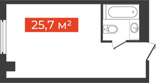 Квартира 25,7 м², 1-комнатные - изображение 1