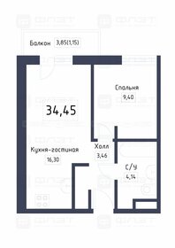 Квартира 34,5 м², 1-комнатная - изображение 1