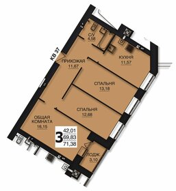Квартира 72,3 м², 3-комнатная - изображение 1
