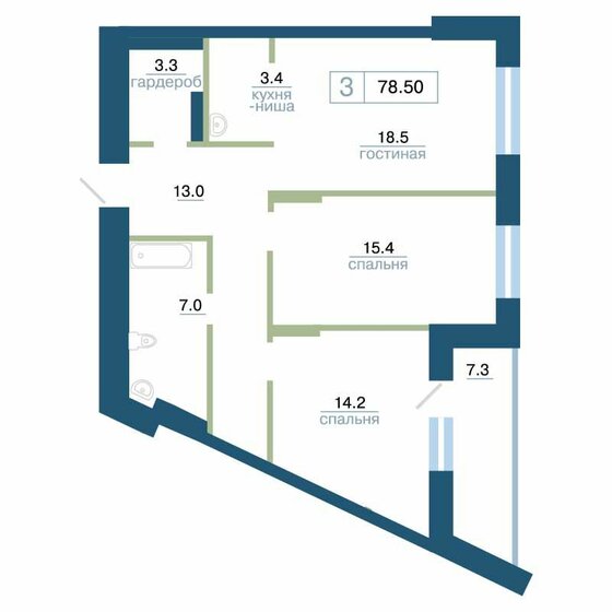 77,5 м², 3-комнатная квартира 12 555 000 ₽ - изображение 36