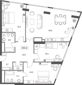 Квартира 153,2 м², 4-комнатная - изображение 4