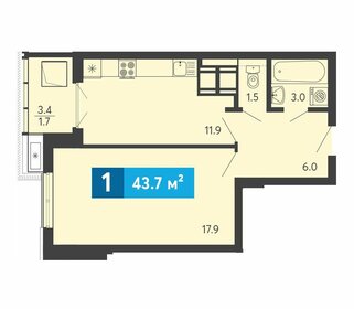 45 м², 1-комнатная квартира 5 590 000 ₽ - изображение 22