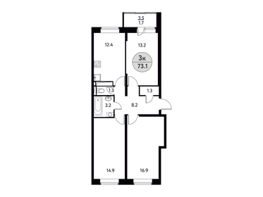 75,8 м², 3-комнатная квартира 10 606 400 ₽ - изображение 14
