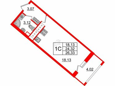 Квартира 24,3 м², студия - изображение 1